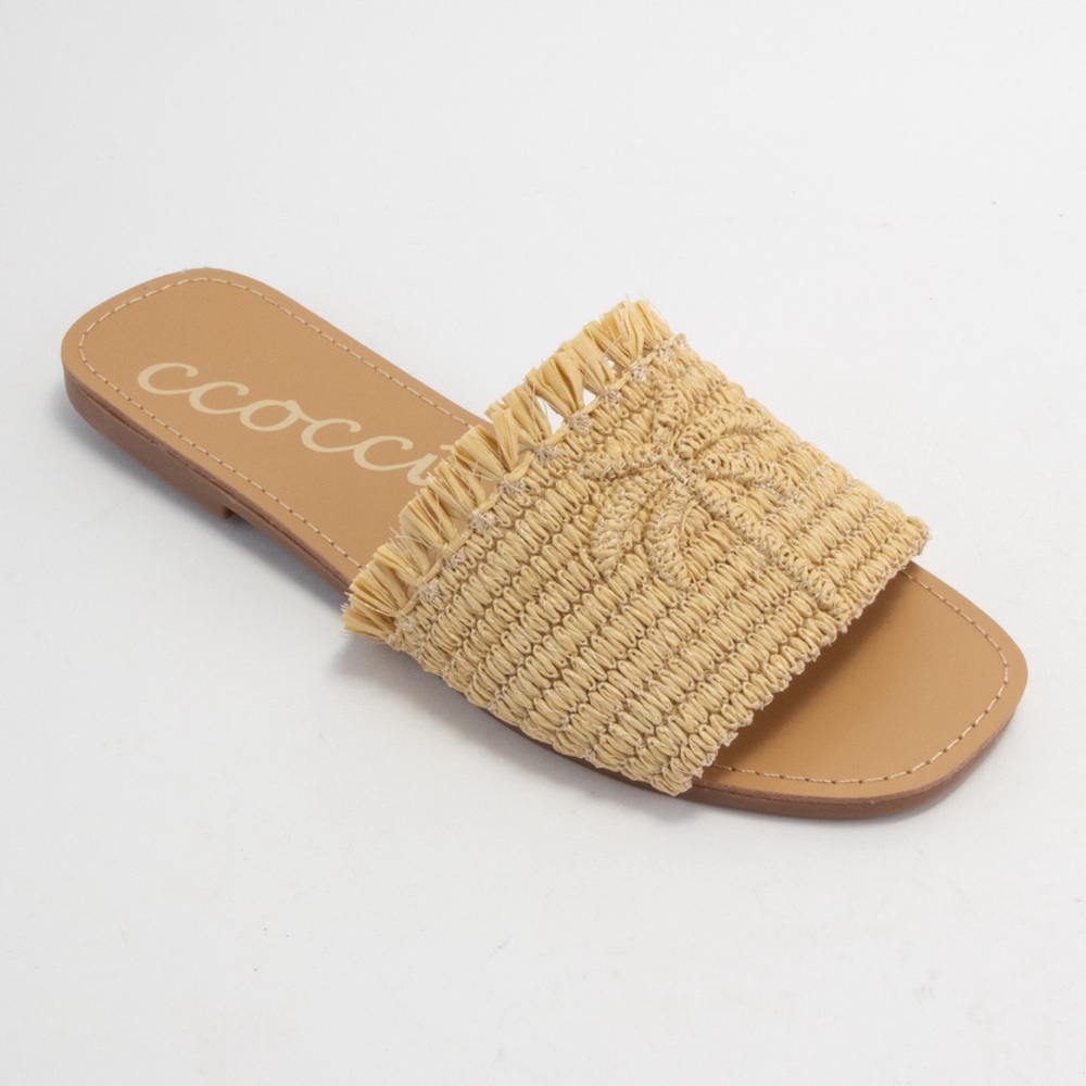 Coccoli Tan Woven Sandals Slip-On Style